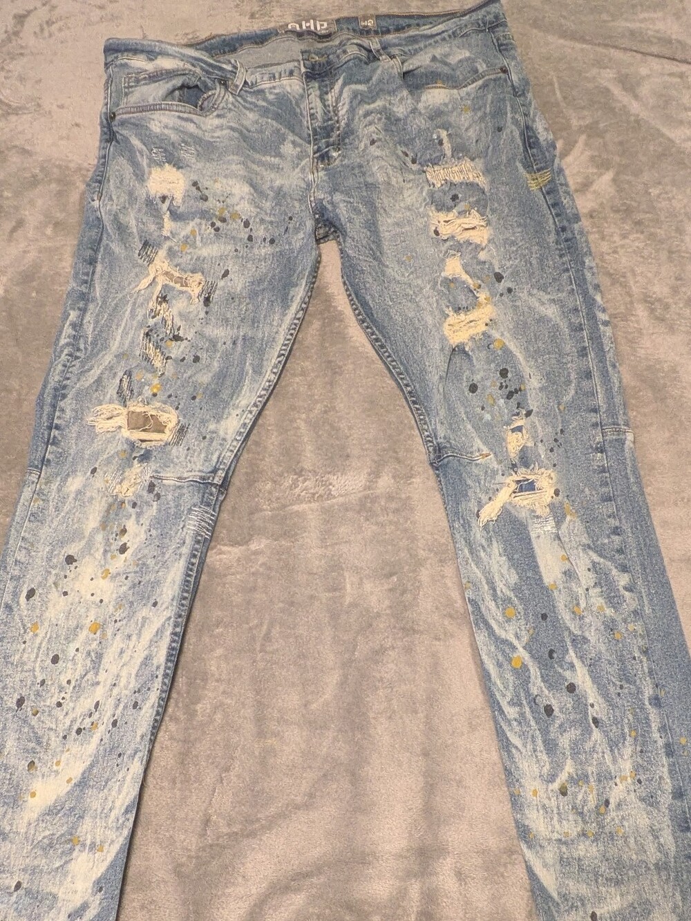 A.R.T. Denim Project Men’s Jeans Size 42x33 Distressed Paint Splatter Light Wash